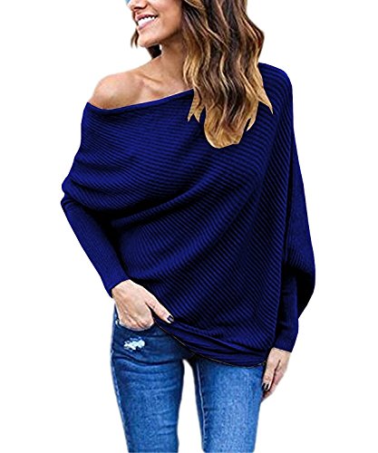 Women s sexy off shoulder batwing sleeve baggy loose pu…