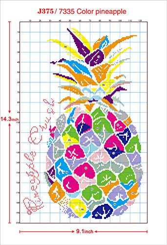 Cross Stitch Kits Pre-Printed Pattern Kit Stamped Cross-Stitch Kits for Beginners Adults, Embroidery Needlepoint Kit Color Pineapple Kits for Office Home Wall Decorations - Thumbnail 5