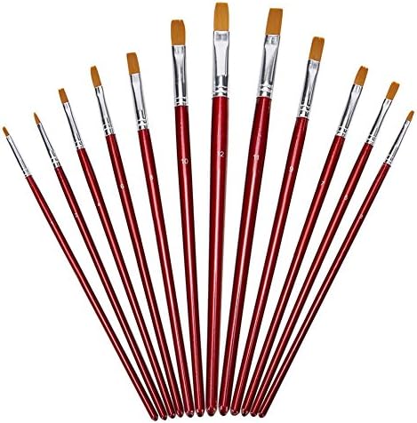 NGWALL-Art Paint Brush Set - Nylon Hair Painting Art Painting Watercolor oil brush, Facial smear Anti-Nylon Brush, (red 12)