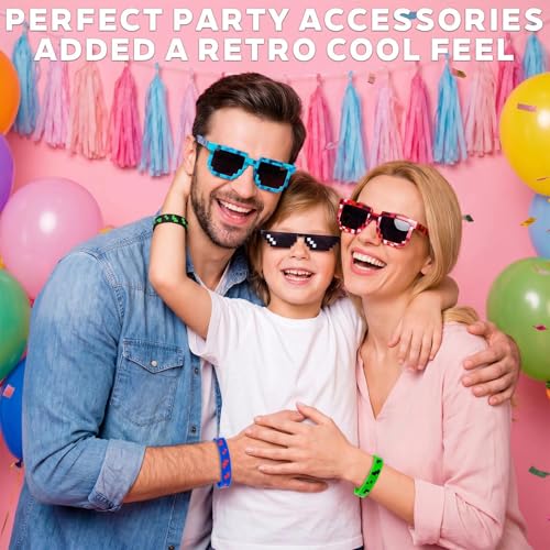 Dexpally 18 Pieces Pixel Mosaic Glasses Sunglasses Thug Life Glasses Party Pixels Glasses Cool Thug Life Pixel Sunglasses Glasses Mosaic Pixelated Funny