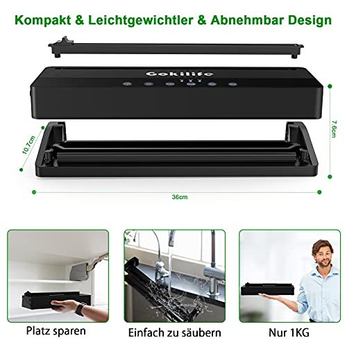 Automatische Vakuumierer, Gokilife Sous Vide Vakuumiergerät mit Schneider, Vakumierergerät für Trockene, Weiche, Nasse… – Bild 5