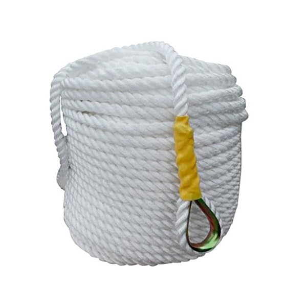 World-Pride-12×300-Twisted-Nylon-Anchor-RopeLine-with-Thimble-Boat-Rode