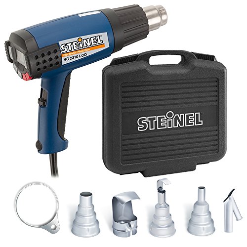 Steinel HG 2310 Case Set - Electronic Heat Gun with LCD Display, 1600 W power tool, temperature and airflow continuously variable, hot air gun with lockable override control, ideal for use on electronics and medical manufacturing, including multiple refle
