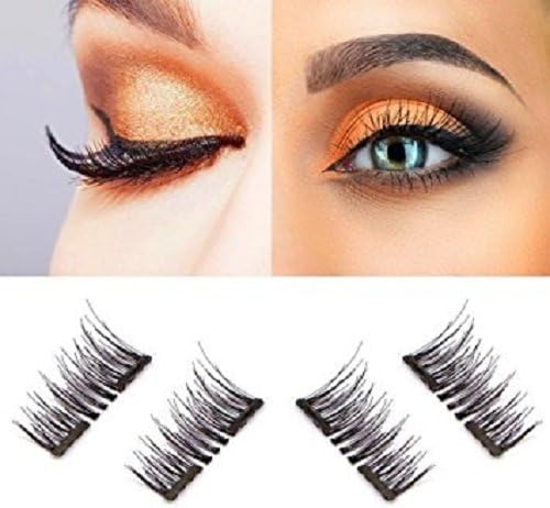 Dual Magnetic Mink Eyelashes Full 4pcs Reusable, No Glue, Long and Thick, 3D Natural Handmade False Eyelashes