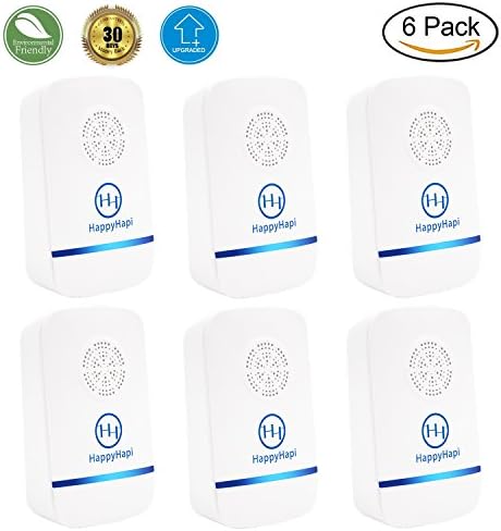 [UPGRADED] Ultrasonic Pest Control Repellent Electronic– HappyHomey Plug In Repeller (6 Pack) Repels Spiders, Rats, Roaches, Mosquitoes with Non Toxic & Pets Safe Inaudible Ultrasonic Wave
