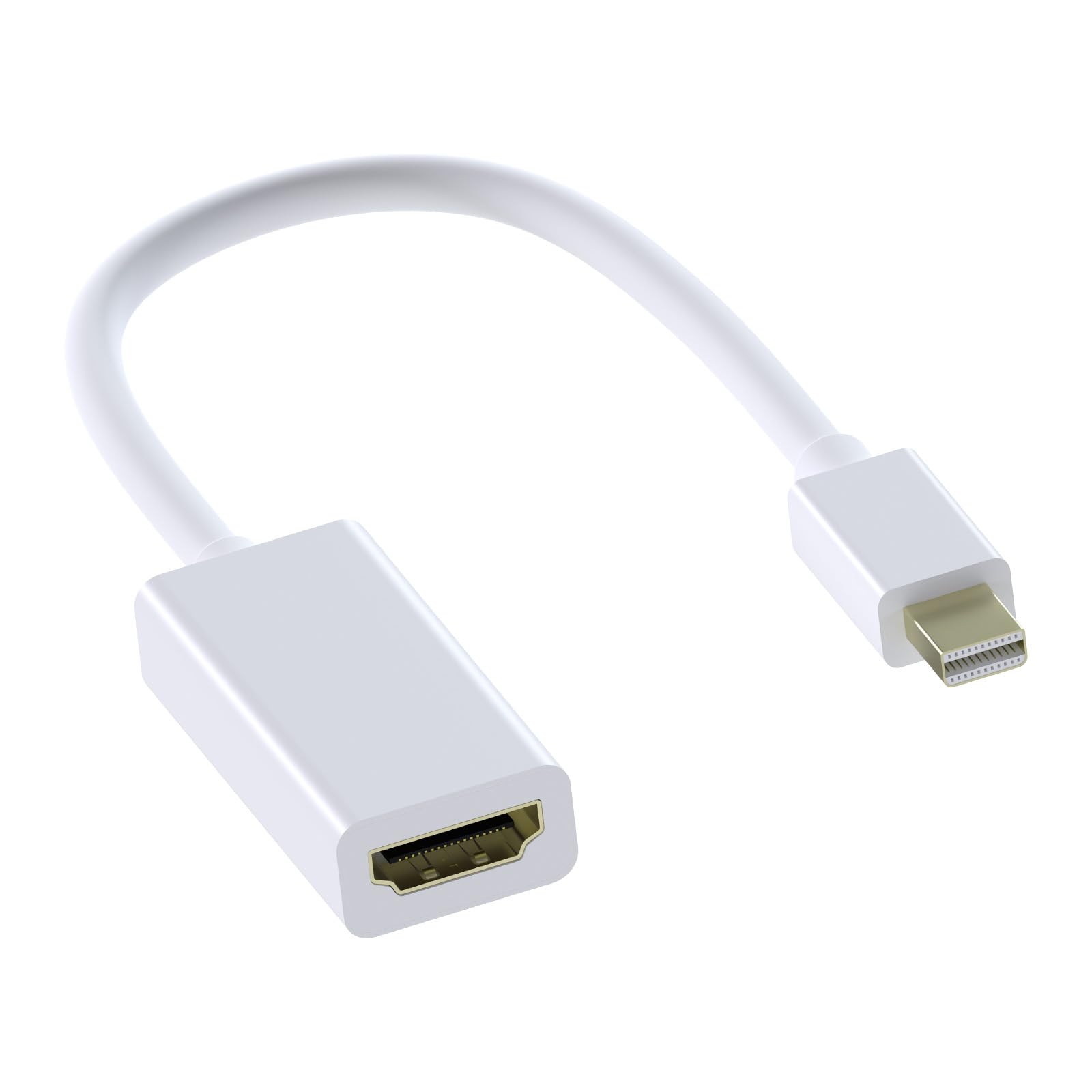 MMOBIEL Mini DisplayPort Thunderbolt to HDMI Adapter Compatible with MacBook Pro, MacBook Air, Mac Mini, Microsoft Surface Pro 3/4 and more- Mini DP to HDMI Converter - Gold-Plated Thunderbolt - White