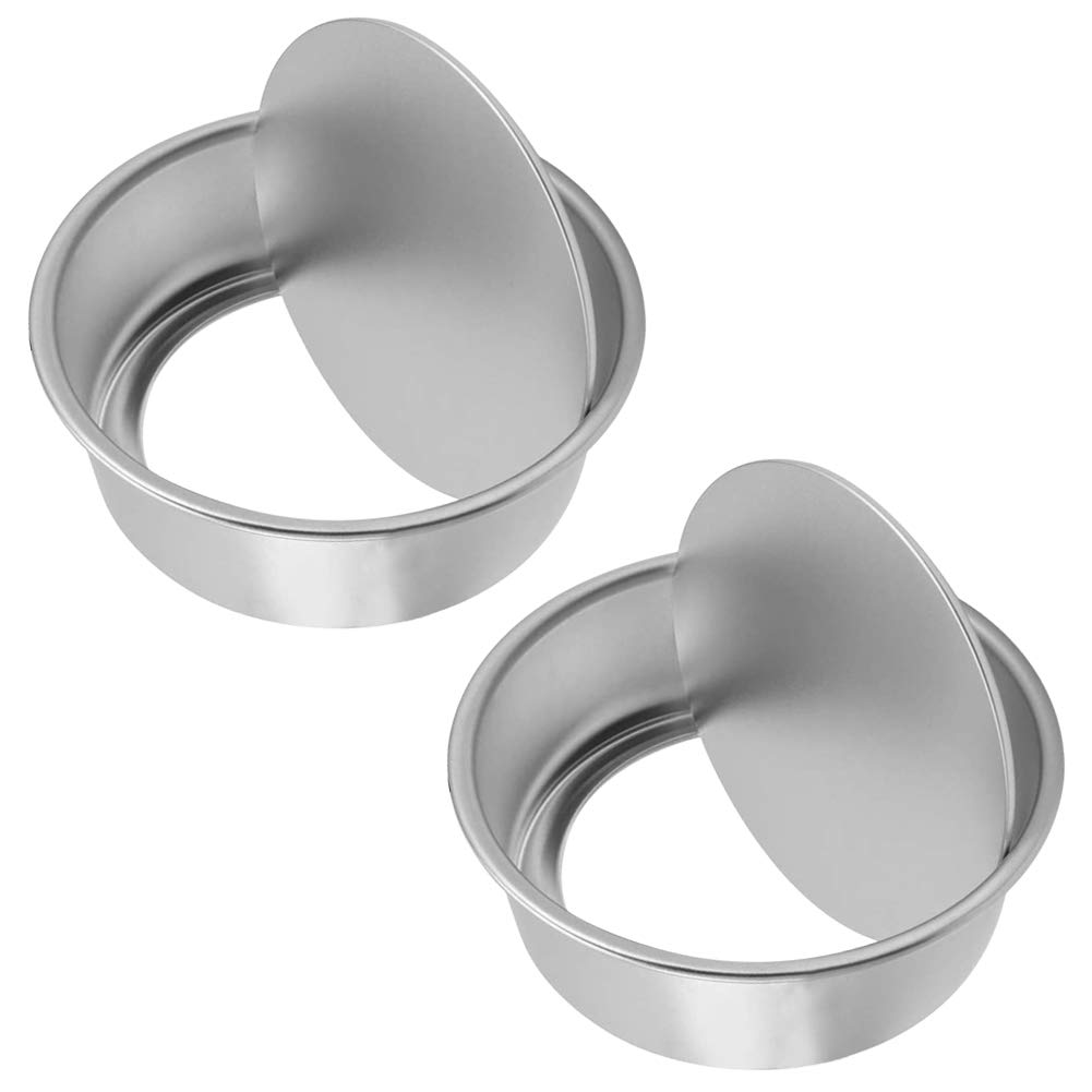 2 Pack 8-Inch Round Cake Tin Set with Loose Base Round Cake Pan with Removable Bottom Non-Stick Deep Aluminum Baking Pan for DIY Baking Tool for Kitchen Home Restaurant
