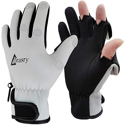 Drasry Neoprene Fishing Gloves Touchscreen Cut Fingers Warm Cold