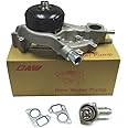 OAW G9670B Water Pump w/Thermostat for (2007-2019) GM 4.8L 5.3L 6.0L 6.2L Buick Rainier Cadillac Escalade Chevy Avalanche Silverado Express Surburban Tahoe Trailblazer GMC Canyon Envoy Sierra Yukon