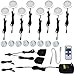 AIBOO Kitchen Under Cabinet Lighting LED 12Vdc 8 Pack Black Cord Aluminum Puck Lights for Counter Closet Furniture Shelf Lighting Dimmable with RF Wireless Remote Control(2700K Warm White)