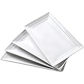 Feenmai 14 inch Ceramic Serving Platter - Rectangular Serving Trays Set of 4, Large Embossed Plates, Porcelain White Platters for Steak, Appetizer, Dessert, Tacos, Housewarming, Oven Dishwasher Safe