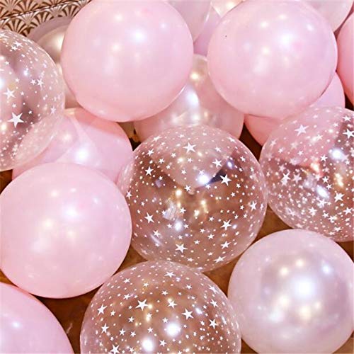 100pcs 12inch Pink and Star Printed Latex Balloon for Birthday Party Decoration Baby Shower Supplies Wedding Ceremony Balloon Anniversary Decorations Arch Balloon Tower - Thumbnail 3