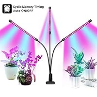 Full Spectrum Grow Light for Indoor Plants, Auto ON & Off Bulbs with 3/9/12H Timer, 8 Dimmable Lightness Clip-On Desk Led Plant Growing Lamps (with AC Adapter).