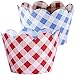 Red Checkered Cupcake Wrappers, Vintage Baby Blue Gingham, Picnic Red Checked, Confetti Couture Party Supplies, 36 Wraps