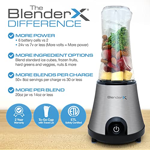 BlenderX Cordless Portable Blender More power = More ingredient