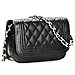 BMC Womens Midnight Black PU Faux Leather Diamond Quilted Pattern Mini Handbag Shoulder Strap Clutch