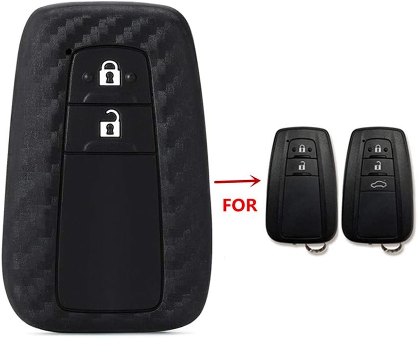 Happyit Carbon Fiber Pattern Soft Silicone Car Key Cases Cover for Toyota CHR C-HR Prius Prado 2 Buttons Keyless Remote Control - Image 3