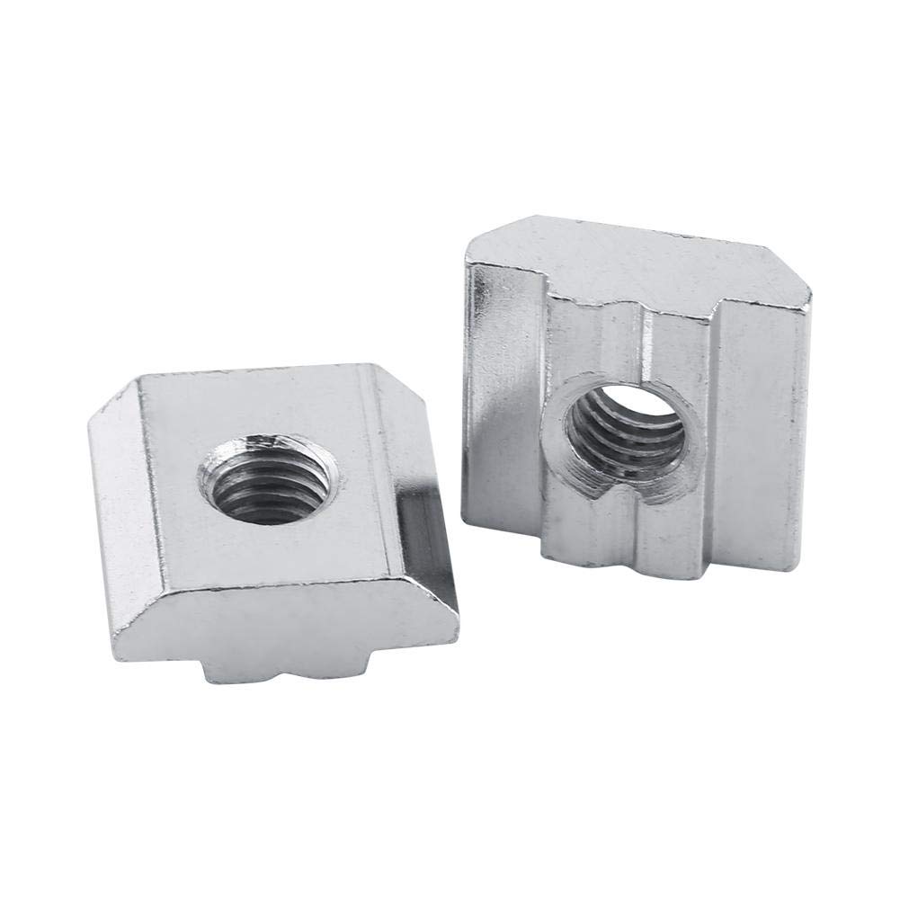 50pcs T-Slot Hammer Head Nut Slot Nut Nickel Coated Carbon Steel Furniture T Nut Tee Nuts for Aluminum Profile Woodworking