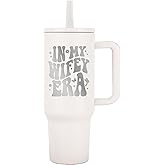 JETIKON 40oz Stainless Steel Insulated Tumbler with Handle and Straw - In My Wifey Era - Perfect for Bride, Bachelorette, Wedding Gifts