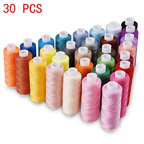 Candora Sewing Thread Assortment Coil 30 Color 250 Yards Each Polyester Thread Sewing Kit All Purpose Polyester Thread for Hand and Machine Sewing