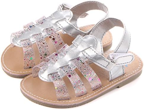 MiYuebb Infant Baby Girls Summer Prewalker Shoes First Walkers Soft Rubber Sole Non-slip Toddler Sandals(6-12 Months, White)