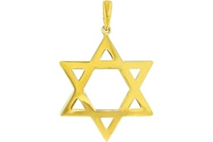 Jewelry America 14k Yellow Gold Medium Star of David Pendant with High Polish