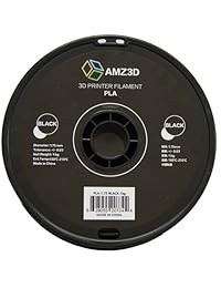 Filamento negro de 1.75 mm PLA para impresora 3D, bobina de 1 kg (2.2 libras), precisión dimensional +   0.03 mm