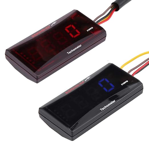 Motorrad LED Digital Tachometer Drehzahlmesser RPM Tester DC 8-18 V für Honda Yamaha Kawasaki (Color : Blau)