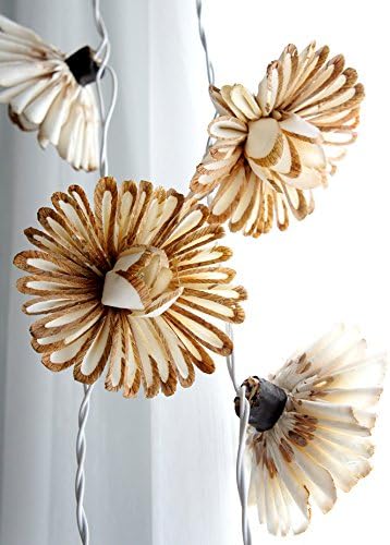 Exotic Elegance Set of 20 Handmade Sunflower Design Sola Wood UL String Lights for Home Decor/ Night Light Party.