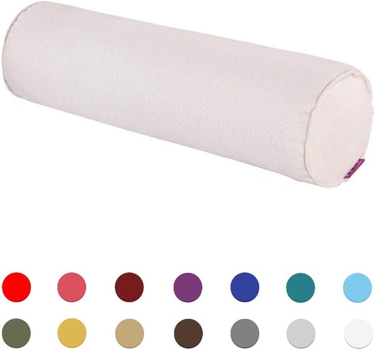 Bolster Neck Round Roll Support Bed Sleeping Pillow Pain Relief Cylinder Cervical Support Pillow Burlap Cushion Bedside Neck Pillows Beige 5.9 * 15.7in