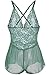 Avidlove Women Sexy Lingerie Lace See-through Babydoll Open Crotch Pant Dress (XXL = US XL, Green)