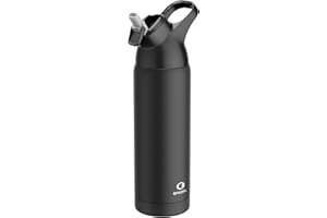 ENCOOL Insulated Stainless Steel Water Bottle with Straw and Carry Loop, Double Wall Cold for 36 Hours, Tritan Leak Proof Lid for Sports, Travel, 24 oz, Black Night