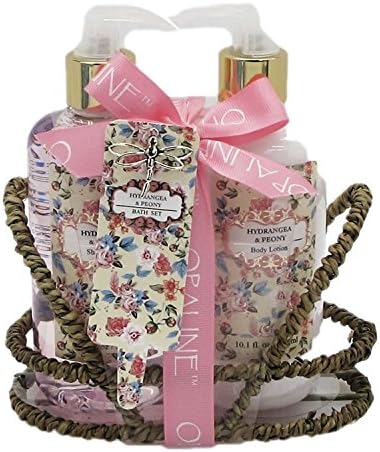 Hydrangea &amp; Peony Bath Gift Set - Handwash Hand Lotion in a Nice Caddy