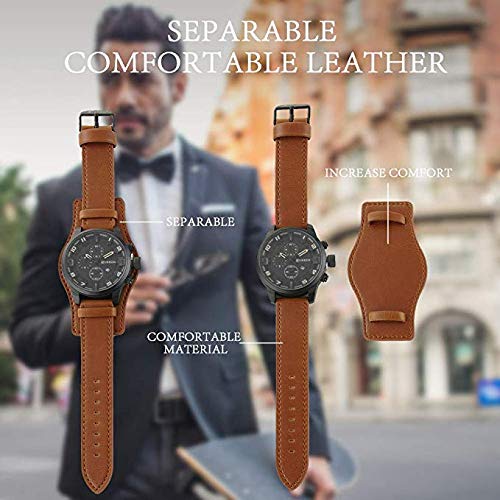 Curren - Reloj de pulsera analógico de piel para hombre, con fecha, 3 esferas decorativas - Imagen 7