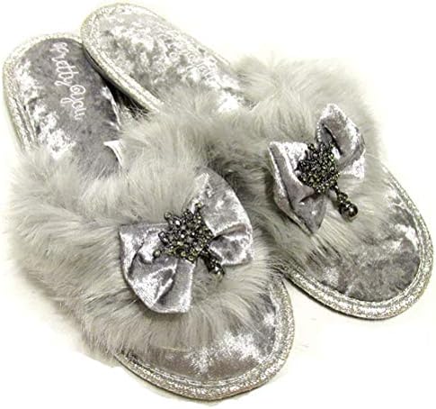 Pretty You London Women's Slippers- Valentino in Grey