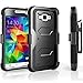 Core Prime Case, Tekcoo® [TShell Series] [Coal Black] Shock Absorbing [Built-in Screen] Holster Locking Belt Clip Defender Heavy Duty Case Cover Shell for Samsung Galaxy Core Prime/Prevail LTE