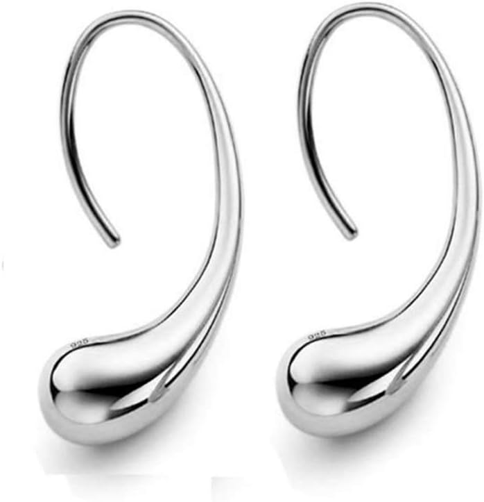 Classic Fashion Jewelry Sterling (Silver) Water Drop Earrings for Women with Teardrop Thread Hook - Unique Stylish Tassel Dangle Hoop Hypoallergenic Stud - Party, Meeting, Dating, Wedding, Daily Wear