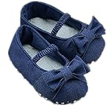 DZT1968 Baby Girl Soft Sole Denim Colth Shoes Prewalker with Bowknot