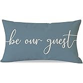 PANDICORN Farmhouse Throw Pillow Cover 12x20 Inch Be Our Guest Pillow Cover Dusty Blue Cozy Relax Decorations Lumbar Decorative Pillow Case for Home Guest Room Bedroom Essentials Couch Sofa Bed Decor