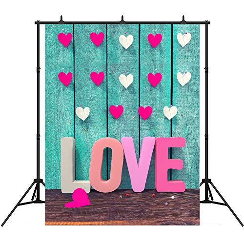 5x7ft Mother's Day Photography Backdrop Wood Wall Photo Studio Background Colorful Love Vinyl Background for Children