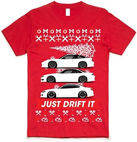 JUST DRIFT IT S-chassis Ugly Christmas T-Shirt (Red)