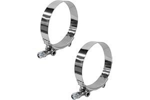 JUSTTOP 2PCS 2.5 Inch T-Bolt Hose Clamp, Adjustable 70-78mm Clamp Range for 2.5" Hose ID, Stainless Steel Heavy Duty Pipe Cla