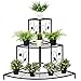 Giantex 3 Tiers Corner Shelf Metal Plant Stand, Stair-Step Style Flower Pot Display, Ladder Plant Display Rack, Quarter Round Plant Shelf for Indoor Outdoor Use