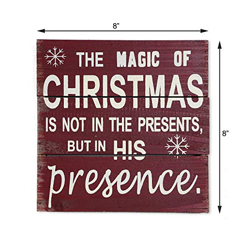 E-view Wooden Box Signs Christmas Holiday Decor, Wood Wall Art Plaque Cute Winter Decorations Decorative Sign for Home Office