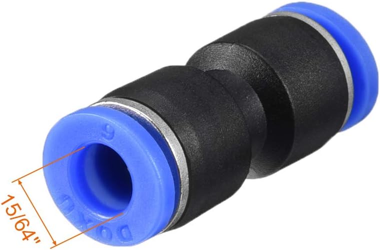 sourcing map Plastic Straight Union Push to Connect Tube Fitting 6mm OD Push Fit Lock Blue 20pcs, Black, 6mm 20pcs - Image 3