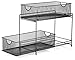 Halter 2-Tier Mesh Sliding Drawer Baskets, Bathroom, Pantry, Storage, Clothing, Cabinet Organizers, 14 by 12.75 by 7.5 Inches, Black