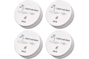 WER Water Leak Alarm Sensor, Battery Operated Leak Alert, 90dB Water Detector for Basements, Bathrooms, Laundry Rooms, Kitchens, Garages and All Office Areas (Shipped Without Battery, 2 Pack)