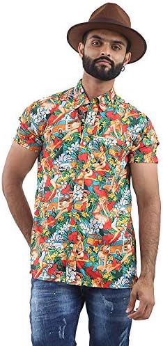 Brooklyn Mens Hawaiian Holiday Shirt Casual Smart Designer Navy White Short Sleeve Comfy Size M - XXL