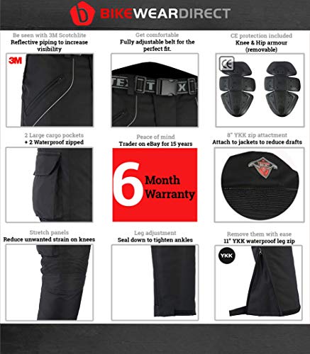 Texpeed heren motorbroek - 4 seizoen cargo Cordura waterdicht CE (EN 1621-1) bescherming - Zwart - Alle maten - Image 5