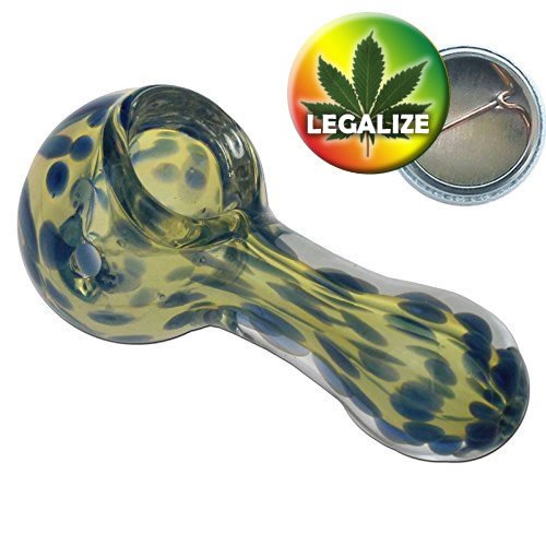 Black Leaf Glaspfeife grün gemustert 70mm Kickloch Purpfeife Glas Spoon Pfeife